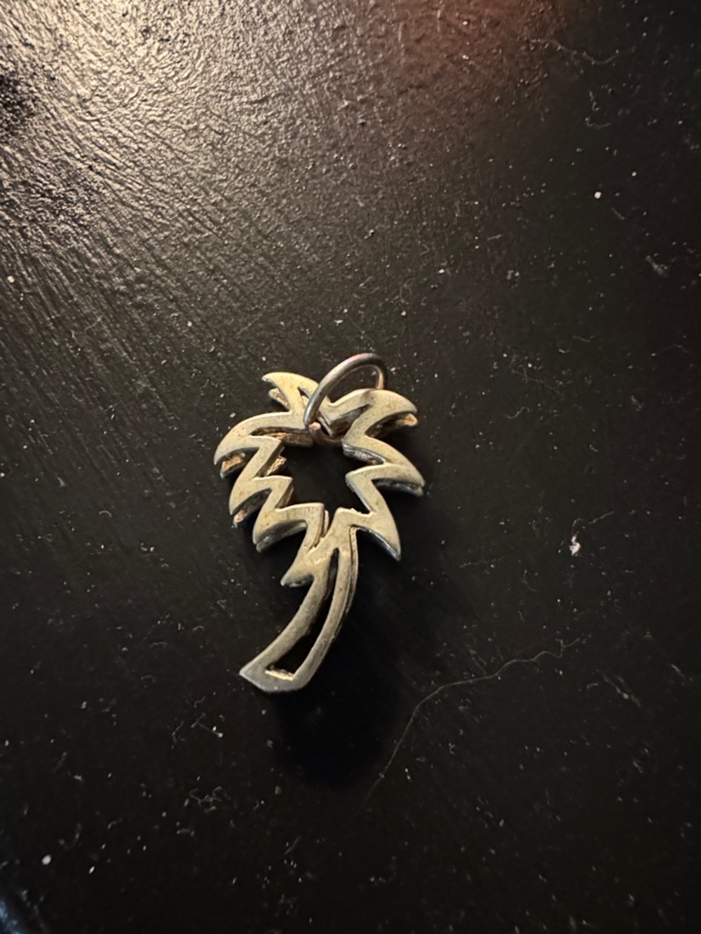 Palm Tree Pendant Necklace Charm - Silver Tone